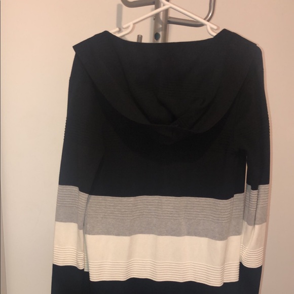 Dream house, Extra long cardigan with hoodie, size 14, black white and grey. - Picture 3 of 4